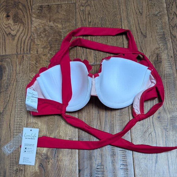 *NEW* Cupshe Scalloped Glow Red Bikini Top (Small) - Picture 5 of 6
